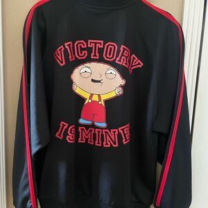 Family Guy Vintage Side Black and Red Track Jacket M Hot Topic Original
